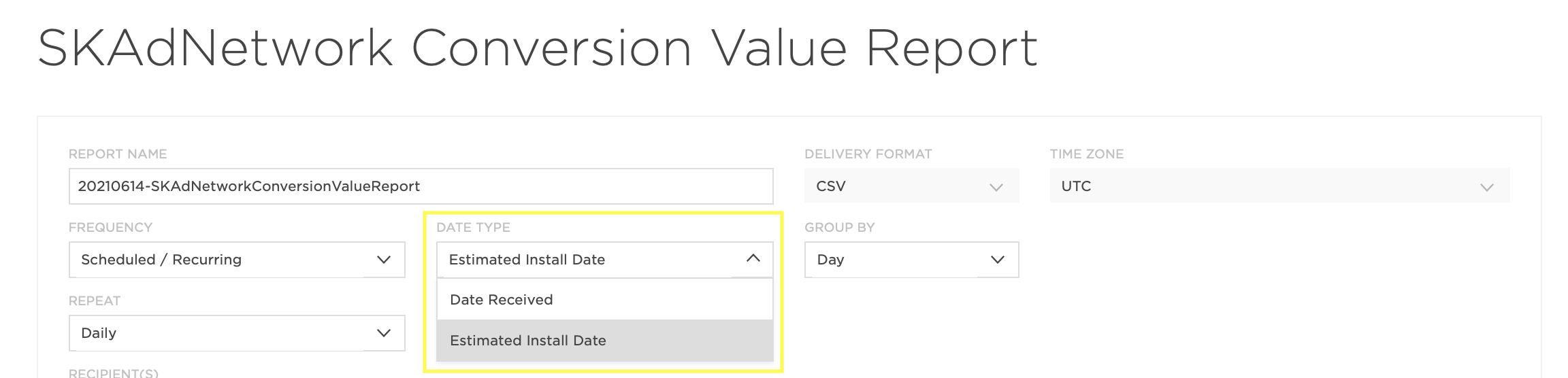 Kochava SKAdNetwork conversion value report